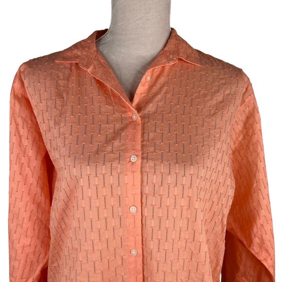 LOFT Button Down Shirt Peach Textured Small New - Picture 10 of 10